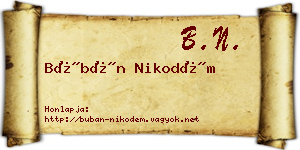 Búbán Nikodém névjegykártya